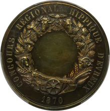 画像をギャラリービューアに読み込む, ナポレオン3世 PCGS SP63 1870年 フランス ホースショー メダル 金メッキ PCGS鑑定 フランス 現物資産 大判メダル
