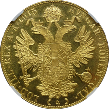 画像をギャラリービューアに読み込む, 1915年 オーストリア フランツ ヨーゼフ1世 4ダカット金貨 NGC鑑定 MS67 復刻コイン Francis Joseph I Gold 4 DUCAT RESTRIKE
