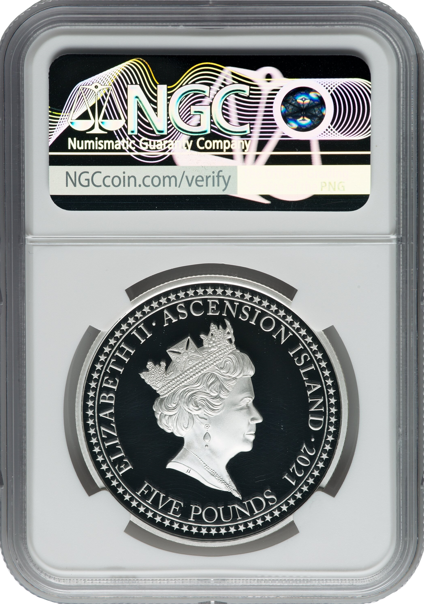 年 NGC PF 最高鑑定品 英国領アセンション島 5ポンド銀貨