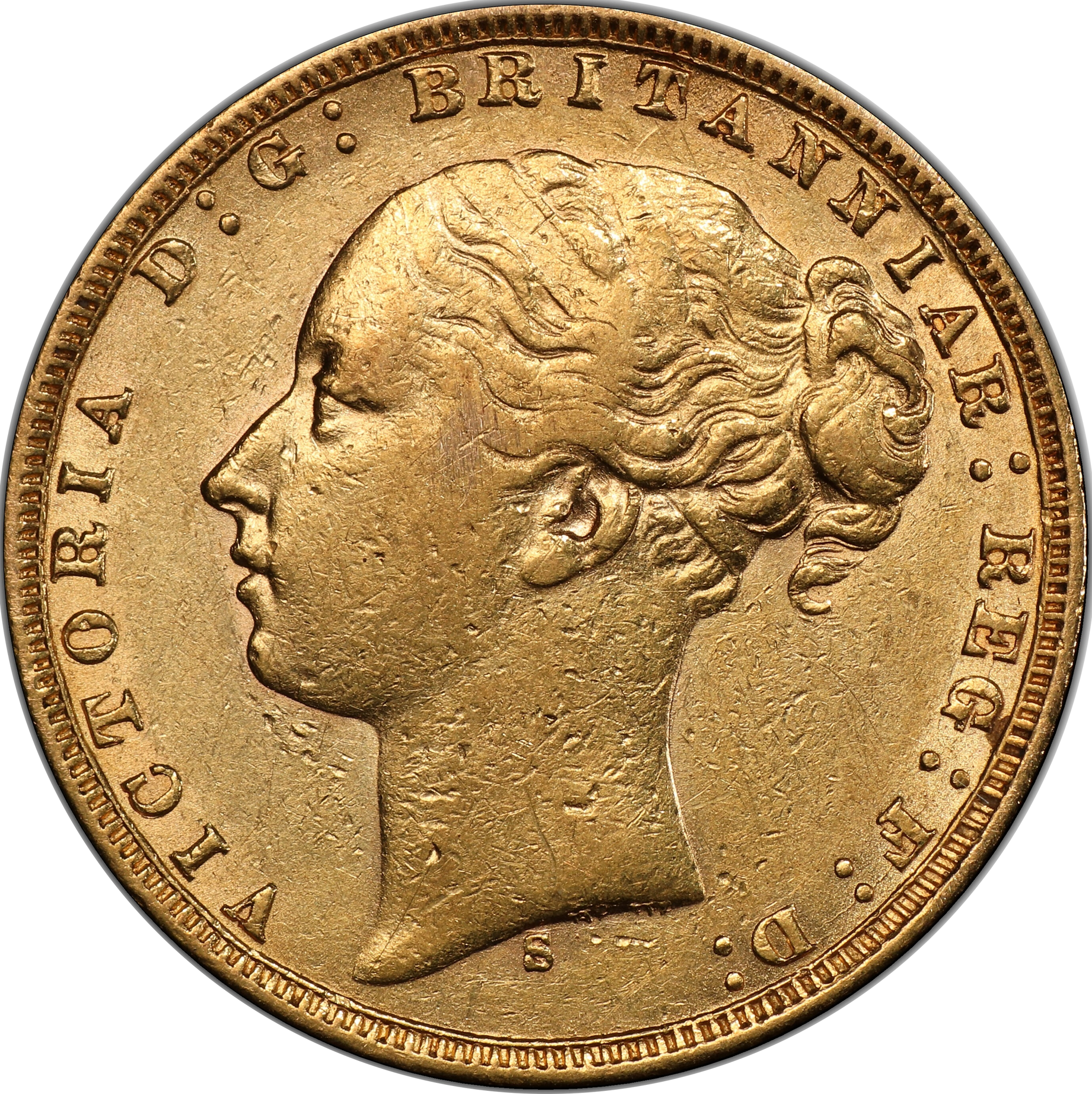1875年 PCGS鑑定 AU55 オーストラリア ビクトリア女王 ソブリン金貨