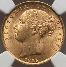 画像をギャラリービューアに読み込む, 【NGC鑑定 MS62】オーストラリア ビクトリア女王ヤングヘッド＆シールド ソブリン金貨 1885年
