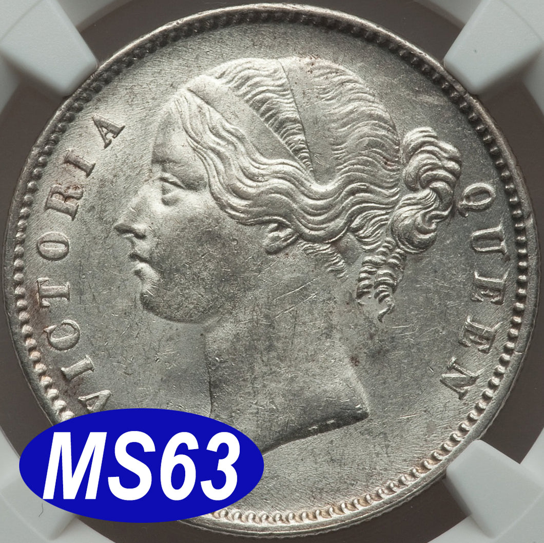 【NGC鑑定 MS63】イギリス領インド ビクトリア女王ヤングヘッド ルピー銀貨 1840年